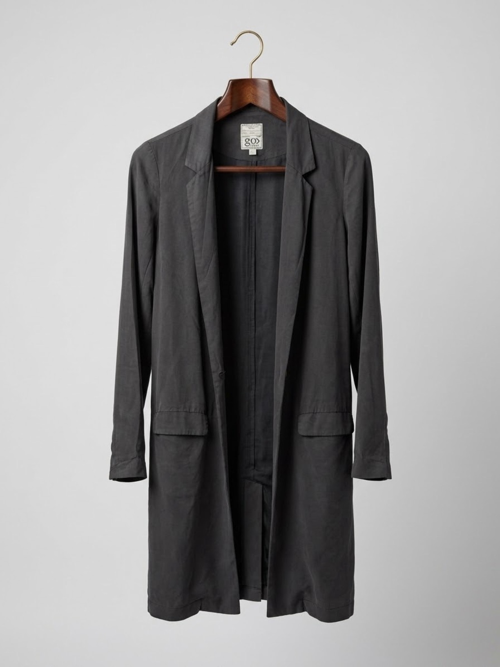 GOSILK Washable 100% Silk Trench Coat Duster Jacket Minimalist Gray Small